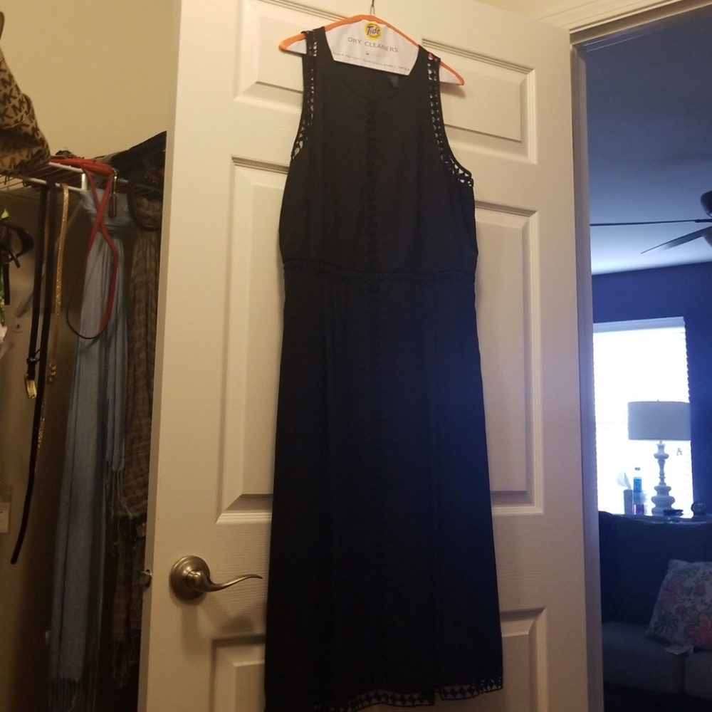 Ann taylor black dress with decorative trim